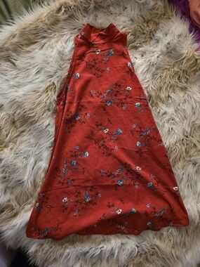 Lumiere Red Mockneck Floral Dress